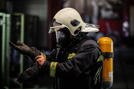 Firefighter wearing gear