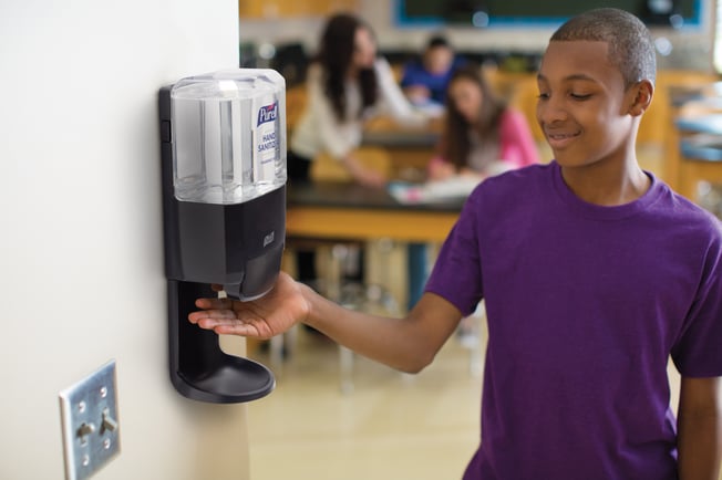 Purell Hand Sanitizer Station in Classroom
